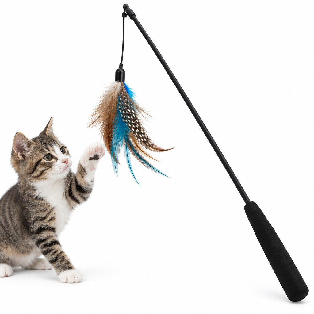 Varita Interactiva con Plumas para Gatos